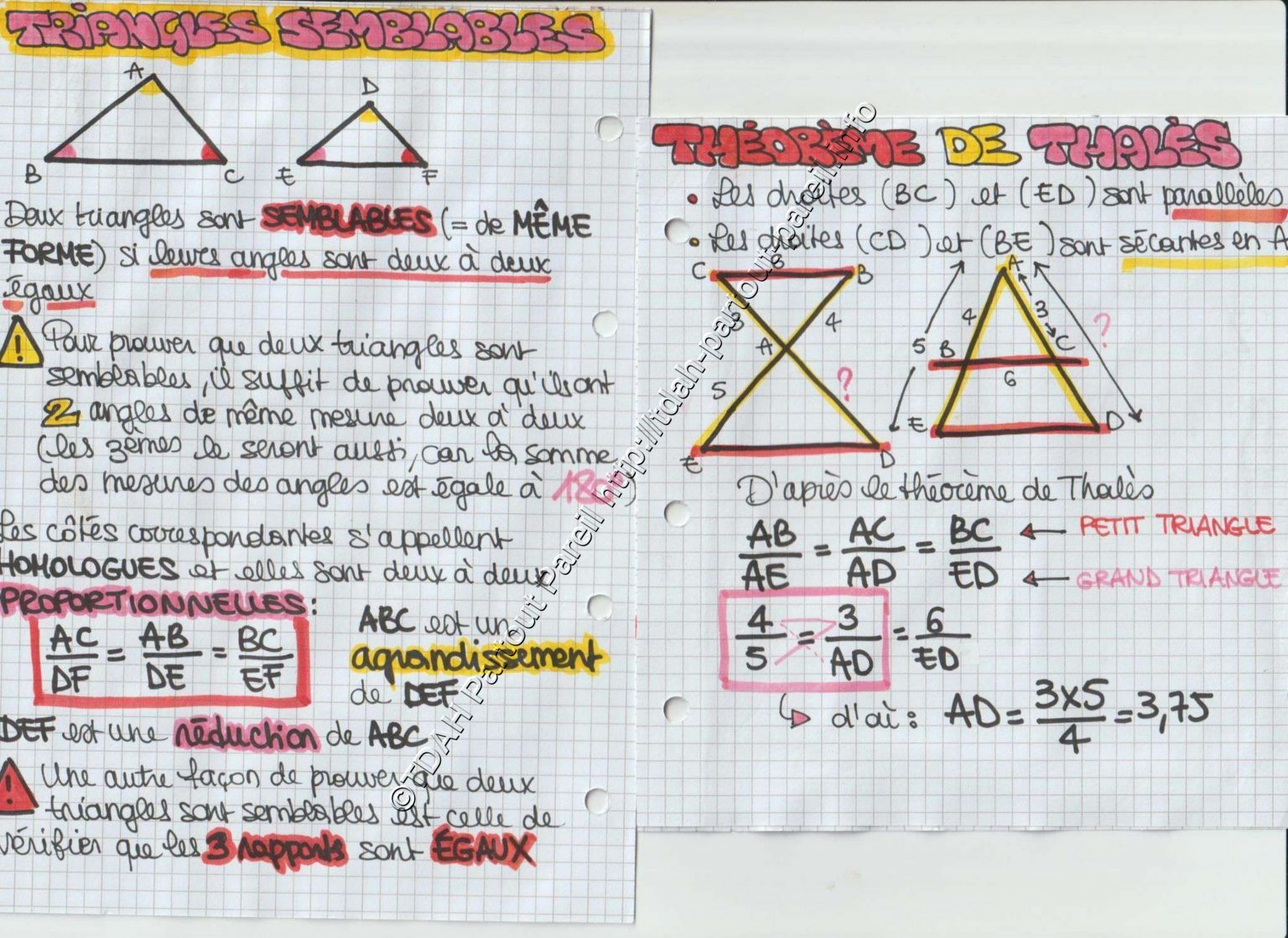 Fiches révision brevet (Math)