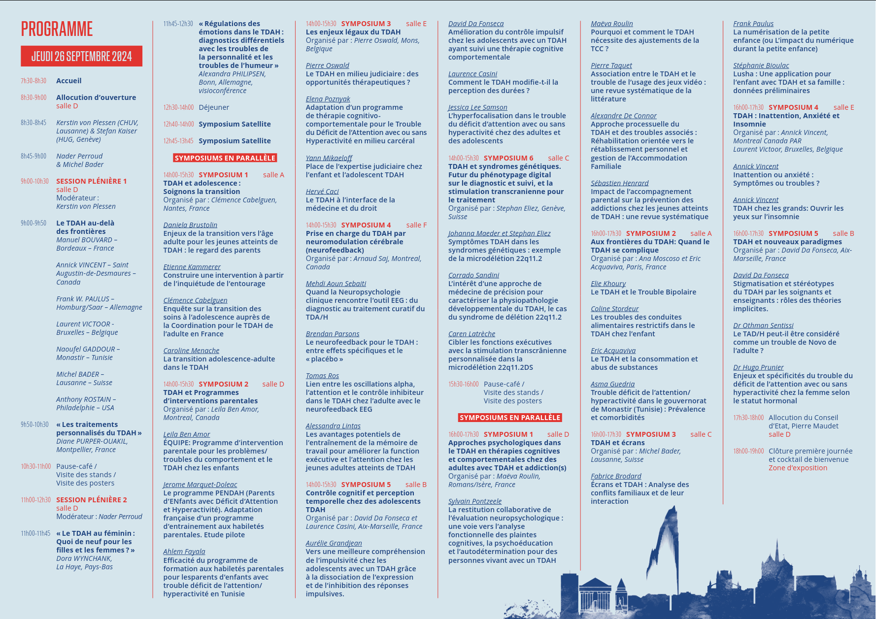 Programme 8 ième Colloque international en langue Française sur le TDAH à Genève